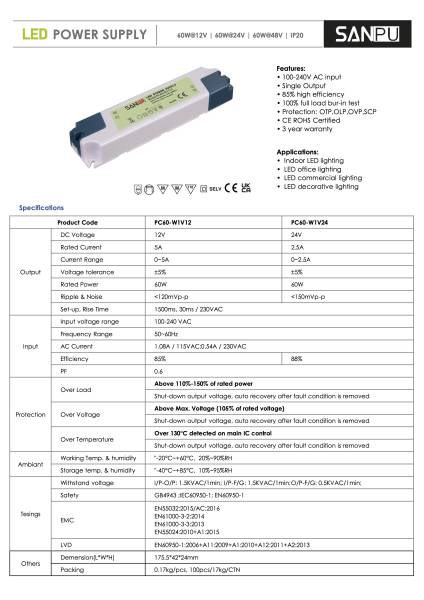 Led Treiber 24 V 60 Watt, SanPu, 2725